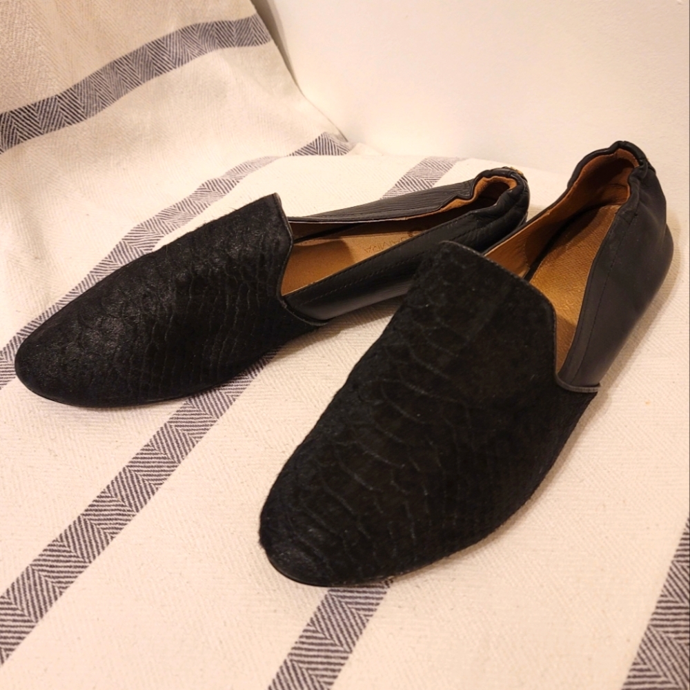 Yosi Samra black calf hair flats size 10